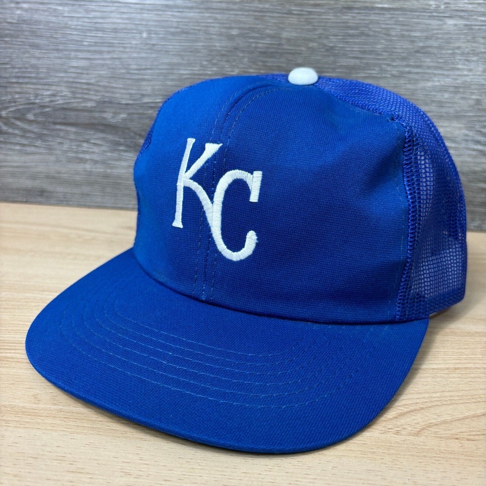 Vintage Kansas City Royals Hat Cap Snap Back Blue Drew Pearson Mesh MLB Baseball